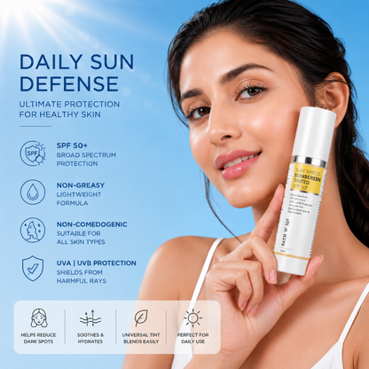 Bath 'N' Joy – Sun Shield Tinted Sunscreen SPF 50+ | Broad Spectrum Protection, Universal Tint & Daily Skin Defense