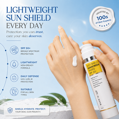 Bath 'N' Joy – Sun Shield Tinted Sunscreen SPF 50+ | Broad Spectrum Protection, Universal Tint & Daily Skin Defense