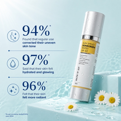 Bath 'N' Joy – Sun Shield Tinted Sunscreen SPF 50+ | Broad Spectrum Protection, Universal Tint & Daily Skin Defense
