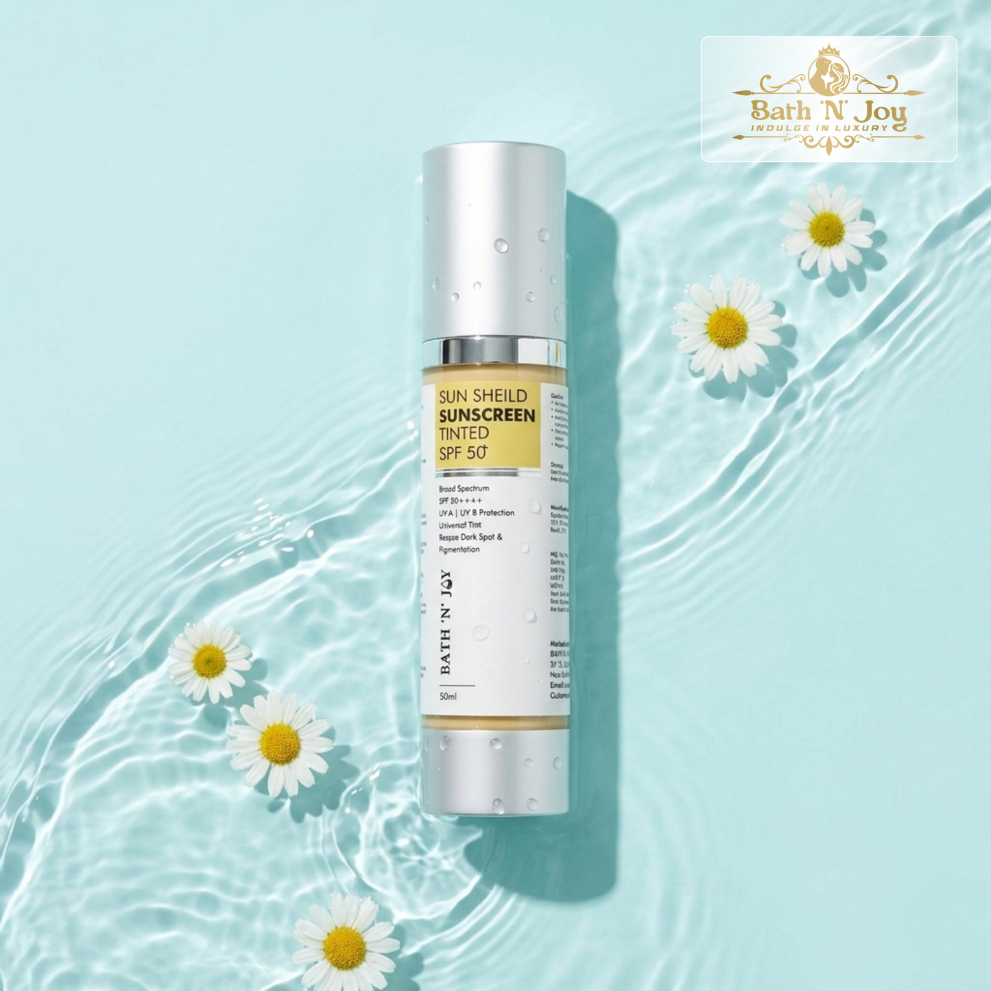 Bath 'N' Joy – Sun Shield Tinted Sunscreen SPF 50+ | Broad Spectrum Protection, Universal Tint & Daily Skin Defense