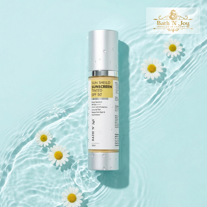 Bath 'N' Joy – Sun Shield Tinted Sunscreen SPF 50+ | Broad Spectrum Protection, Universal Tint & Daily Skin Defense