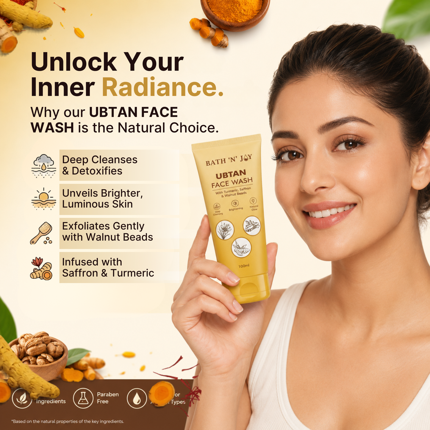 Bath 'N' Joy – Ubtan Face Wash | Deep Cleansing, Brightening & Natural Glow