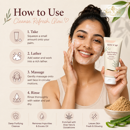 Bath 'N' Joy – Deep Purifying Multani Mitti Face Wash | Deep Cleansing, Oil Control & Fresh Glowing Skin