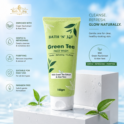 Bath 'N' Joy Green Tea Face Wash | Gentle Refreshing & Purifying Cleanser