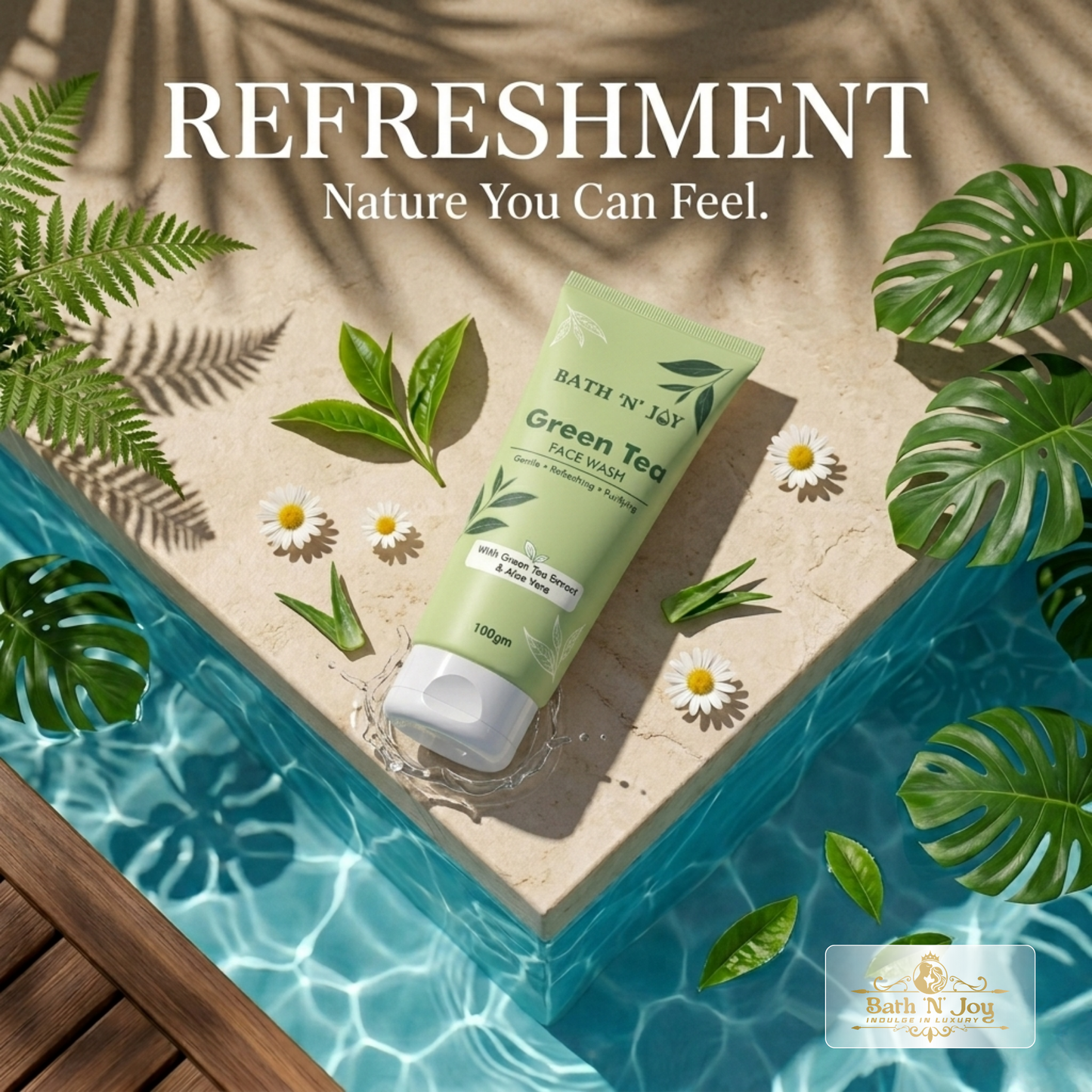 Bath 'N' Joy Green Tea Face Wash | Gentle Refreshing & Purifying Cleanser