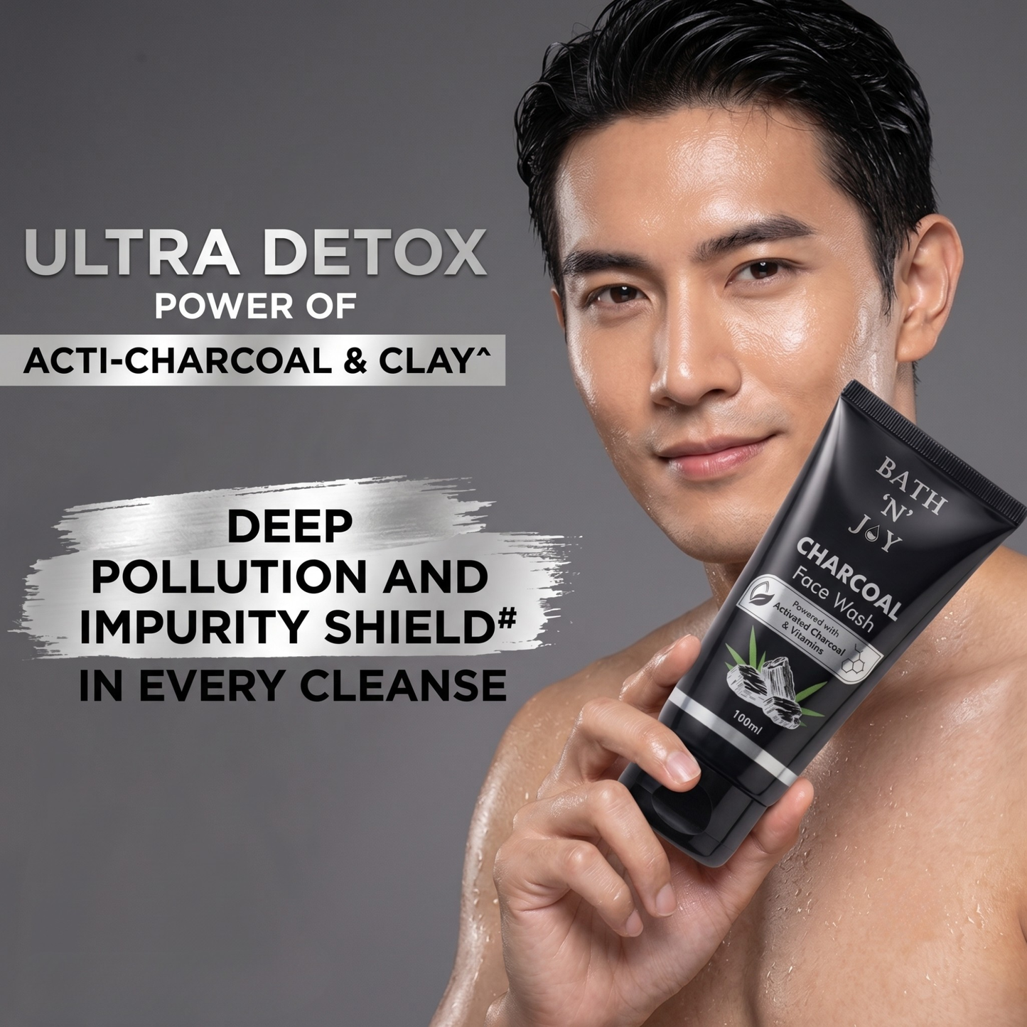 Bath 'N' Joy Charcoal Face Wash | Deep Cleansing & Oil Control Face Cleanser